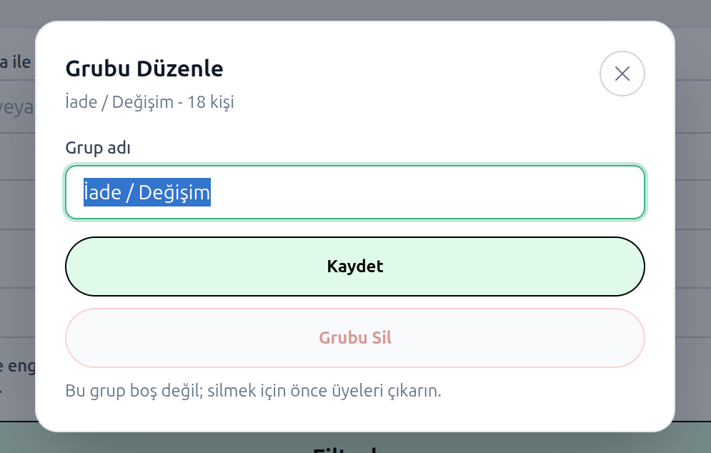 Grupları düzenleme