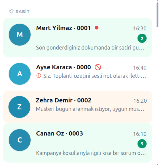 Sohbet sabitleme
