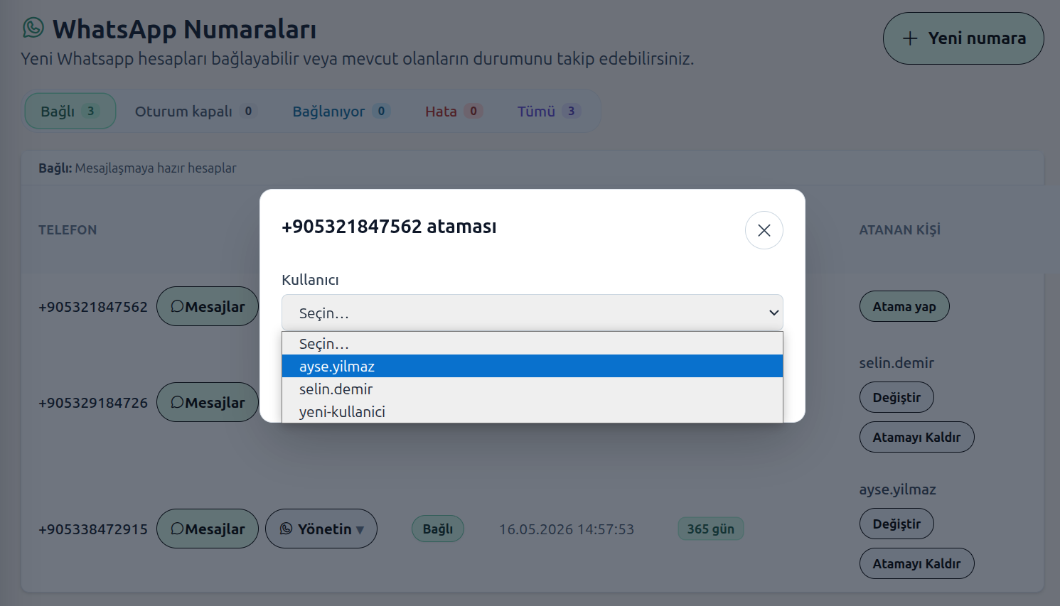 Hat atamalarını yönetme